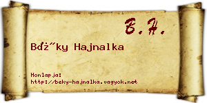 Béky Hajnalka névjegykártya